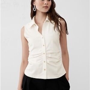 Banana Republic Shirred-waist Ponte top.
